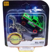 Resim Mega Die Cast Metal Yeşil Pikap ve Gri Dinozor 