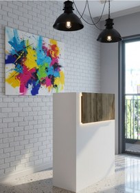 Resim Resital Ledli Karşılama Bankosu G-90 Cm Ofis Kasa Resepsiyon Masası Banko-003-1-2 