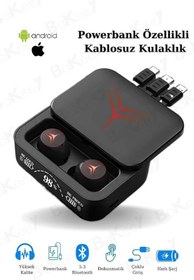 Resim Torima M88 Plus Şarj Göstergeli Powerbank Özellikli Bluetooth Kablosuz Kulak İçi Kulaklık 