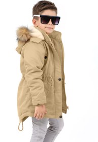 Resim Asortik Kids Erkek Çocuk Kanvas Kumaş Uzun Kışlık Mont-Kuru Temizleme Gerektirmez 