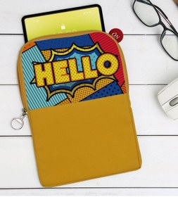 Resim Bk Gift Gift Pop Art Tasarımlı Taşınabilir Koruyucu Tablet Kılıfı & Organizer Çanta - Sarı-16 