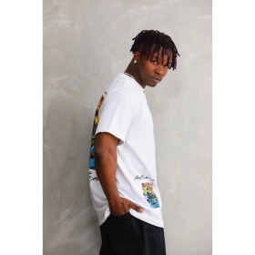 Resim Nemere Bisiklet Yaka Baskılı Oversize T-Shirt - Beyaz 