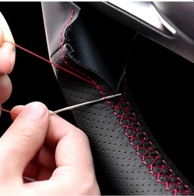 Resim Özelleştirilmiş Araba Direksiyon Kılıfı Deri Volkswagen Vw Golf 4 Passat B5 Blue Thread Blue Thread 