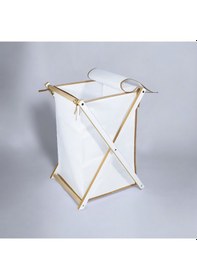 Resim Ahşap Kirli Çamaşır Sepeti, Banyo Düzenleyici Çamaşır Sepeti Beyaz 