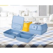 Resim Luna 3 Bölmeli Çatal Bıçaklı Beslenme Kabı - Diyet Kabı - Çatal Kaşıklı 