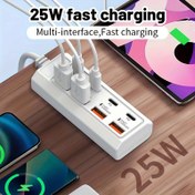 Resim 8 Portlu USB 4 USB 4 Type-C 25W Hızlı Şarj Hubu, Çoklu Portlu Yüksek Hızlı Şarj, 5V USB Cihazlarıyla Uyumlu, Bilgisayarlar, Dizüstü Bilgisayarlar, Tabletler vb. Dahil 