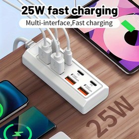 Resim 8 Portlu USB 4 USB 4 Type-C 25W Hızlı Şarj Hubu, Çoklu Portlu Yüksek Hızlı Şarj, 5V USB Cihazlarıyla Uyumlu, Bilgisayarlar, Dizüstü Bilgisayarlar, Tabletler vb. Dahil 