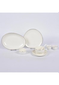 Resim Vitale Elips Beyaz New Bone 32 Parça Kahvaltı Takımı Mtfk.0123 Krem 