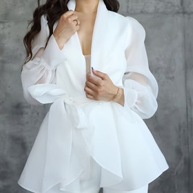 Resim Şık Büyük Beden Kadınlar İçin Şeffaf File Açık Ön Yaka Hırka - Uzun Kollu, Kemerli, Düz Renk, Tüm Mevsimler İçin Ofis ve Günlük Kıyafetler İçin Çok Yönlü Katman Parçası, Çok Yönlü Moda | Şık Hırka | Kemerli Bel, Büyük Beden Hırka 