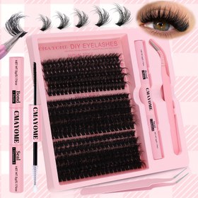 Resim 300 Küme DIY Göz Kılı Kiti - Yumuşak Rus DD Curl, Karma Uzunluklar 10-16mm, 0.07mm Kalınlık, Su Geçirmez Faux Mink Kirpikler ile Pense ve Bond/Seal Tutkal, Başlangıç Düzeyi Yeniden Kullanılabilir Set 