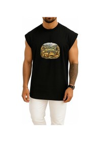 Resim Bahriyeli Collection Oversize Bingöl Göğüs Baskılı Atlet Siyah 