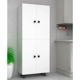 Resim Home Gallery 6 Bölmeli 4 Kapaklı Çok Amaçlı Banyo/Mutfak/Ofis/Kiler Dolabı 70 cm %100 Mdf Parlak Beyaz 