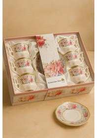 Resim Cvs 6 Kişilik 12 Parça Porselen Fincan Takımı Kahve Fincanı Seti Modern İnce Tasarım-221 Düz 