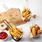 Resim 4 Parça Patates Kızartma Sepeti Seti, Mutfak ve Restoran Kullanımı İçin Isıya Dayanıklı Kızartma Sepetleri, Kafeler, Tavuk Dönerleri ve Ticari Kızartma İstasyonları İçin İdeal 