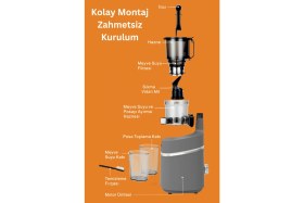 Resim Slow Juicer Yavaş Sıkım Katı Meyve Sıkacağı Sorbe ve Dondurma 