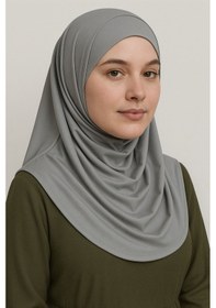 Resim Mim Eşarp Pileli Tesettür Hijab Hazır Eşarp Vizon 
