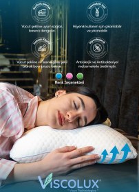 Resim Visco Kelebek Yastık - Özel Ortopedik Boyun Destekli Visco Yastık 57x45x13 Mavi 