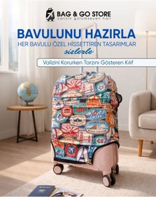 Resim Bag & Go Store Valiz Koruyucu Kılıf Esnek Likralı Bavul Kılıfı Çizilmelere Karşı Koruma 