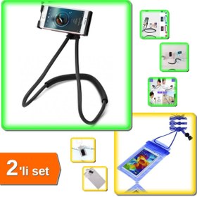 Resim HerEveOyuncak Boyun Telefon Tutucu + Su Altı Çekim Kılıfı - Video ve Görüntülü Görüşme İçin - 2li Set X3W1R2 