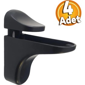 Resim Badem10 Pelikan Etajer Cam Tutucu Ahşap Raf Tutucu Cam Etejeri Metal Vidalı Siyah (4 Adet) 