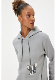 Resim Koton Oversize Kapüşonlu Sweatshirt Kanguru Cep Detaylı Köpek Baskılı Şardonlu 001 