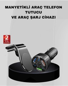 Resim Araç İçi Telefon Tutucu + Quick Charge 3.0 Araç Şarj Cihazı Seti 1 Adet 