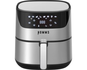 Resim Homms H40 2000 Watt Yüksek Güç 6,4 Litre Inox Geniş Xxl Dokunmatik Airfryer Yağsız Sıcak Hava Fritözü 