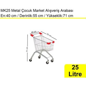 Resim Mk25 Metal Çocuk Market Alışveriş Arabası 25 Litre / En:40 Boy:55 Yükseklik:71 Cm 