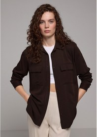 Resim Colin's Colins Regular Fit Shirt Neck Düz Kadın Kahverengi Uzun Kol Gömlek Cl1078737 Q1.v1 Brw Kahverengi 
