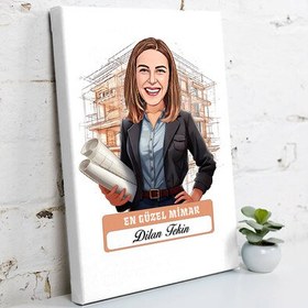Resim Karikatürlü En İyi Kadın Mimar Kanvas Tablo 