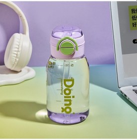 Resim Velvettides Fuxing Yeni Büyük Kapasiteli Çift İçki Pipet Kupası Yaz Erkekler Ve Kadınlar Basit Plastik Bardak Açık Taşınabilir Spor Su Şişesi 930ml Mor 