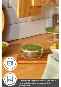 Resim Karaca Green Yuvarlak Cam Saklama Kabı 300 Ml Yeşil 