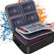 Resim 1 Adet Alev Almaz & Su Geçirmez Dosya Organizatörü Kombinasyon Kilidi ile - 3 Katlı Taşınabilir Belge Saklama Kutusu Laptop, Sertifikalar, Seyahat ve Ev Kullanımı için - Hafif Siyah Ofis Malzemeleri, Kişisel Organizer, Taşınabilir Dosya Kutusu, Su Geçirmez Depolama 