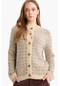 Resim Defacto Regular Fit Bisiklet Yaka Düğmeli Triko Hırka D7671ax25wner105 Ekru-er105 