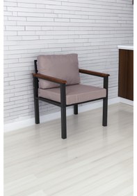 Resim Neokas Bahce Mobilyası, Modern Balkon Mobilyası, Kafe Oturma Takımı, Teras Koltugu, 1 Tekli Koltuk Gri 