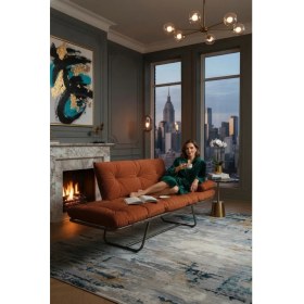 Resim AVYNA Infinity Comfort Ikili Kanepe | Elite Mekanizmalı Yataklı Koltuk - Tay Tüyü Kumaş - Turuncu 