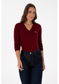 Resim U.S. Polo Assn. Kadın Bordo V Yaka Basic Kazak 50307727-VR014 
