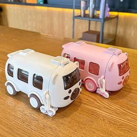 Resim 1 Adet Sevimli Otobüs Şeklinde Pipetli Su Matarası - Taşınabilir, Kırılmaz Plastik Okul ve Seyahat İçin İçecek Kabı 