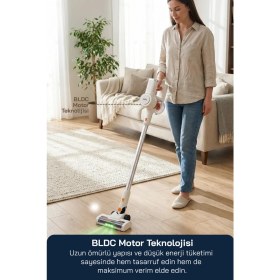 Resim Sinbo SVC-8636 Kablosuz Dikey Şarjlı Süpürge 2200MAH Li-Ion Bataryalı Bldc Motorlu Yeşil LED Işıklı Multi Cyclone 