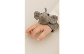 Resim PremiumPort Yumuşak Amigurumi Fil Çıngıraklı Bileklik, Sevimli ve Renkli Çocuk Hediyesi 