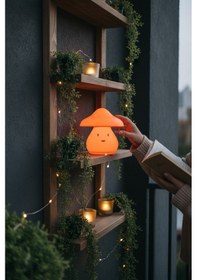 Resim Dekoratif Mantar Süs Led Mumluk Renkli Loş Ambiyans Aydınlatma Balkon Banyo Masa Dekoru Turuncu 