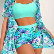 Resim Yeni Bitki Desenli Bikini Takımı Kadınlar İçin İki Parçalı Mayo Moda Trend Stil 
