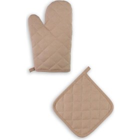 Resim Yanmaz Fırın Eldiveni Ve Fırın Tutacağı 1 Eldiven 1 Tutacak Cappucino 