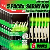 Resim TAKBAS 5'li Sabiki Rig Seti, Parlayan Boncuklarla - Tatlısu & Tuzlu Su Balıkçılığı için Yüksek Karbonlu Kanca, Bass, Alabalık & Daha Fazlası için İdeal - Yeşil 
