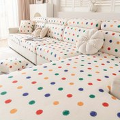 Resim Bir Renkli Polka Dot Desenli Esnek Polar Koltuk Örtüsü, Elastik ve 1 ile 4 Koltuk için Uygun, Makinede Yıkanabilir, Kaymaz, Evcil Hayvan Dostu, Oteller ve Ofisler için İdeal. 