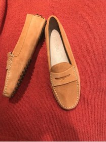 Resim MİLARNU Kadın Turuncu Hakiki Süet Deri Loafer Ayakkabı 
