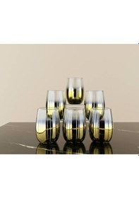 Resim Rova Tr Botanica Serisi 6 Kişilik Cam Bardak Seti - Su Bardağı Altın 