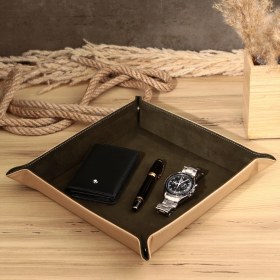 Resim Onywatch Gerçek Deri Vale Tepsi Set Valet Tray Saat Saklama Kutusu Çoklu Rolex Kutusu Ofis Düzenleyici Ofis Organizer Watch Box Yatakbaşı Tepsisi 