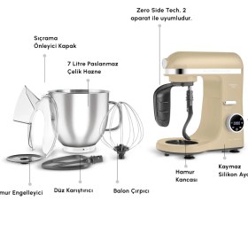 Resim Karaca Mastermaid Chef Ultra D2000W Dijital Ekranlı Hamur Yoğurma Makinesi 7L Altın Metal Kapasiteli 