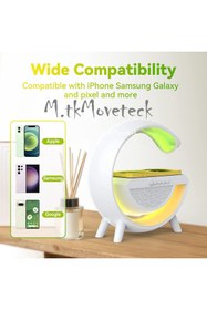 Resim m.tk moveteck Apple 11/12/13/14Pro/Max Kablosuz Şarj Aleti İstasyonu Magsafe Standı Gece Lambalı Hoparlör Fm Radio 